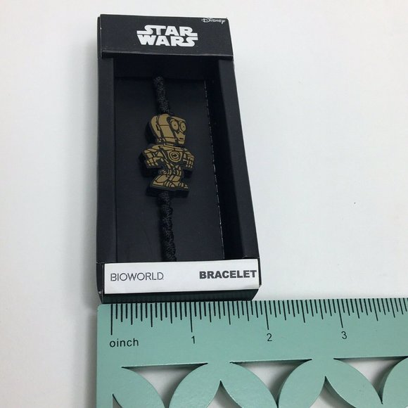 Star Wars C-3PO Bracelet Adjustable Bioworld Disney Lucas Films Black Cord New - Picture 10 of 12